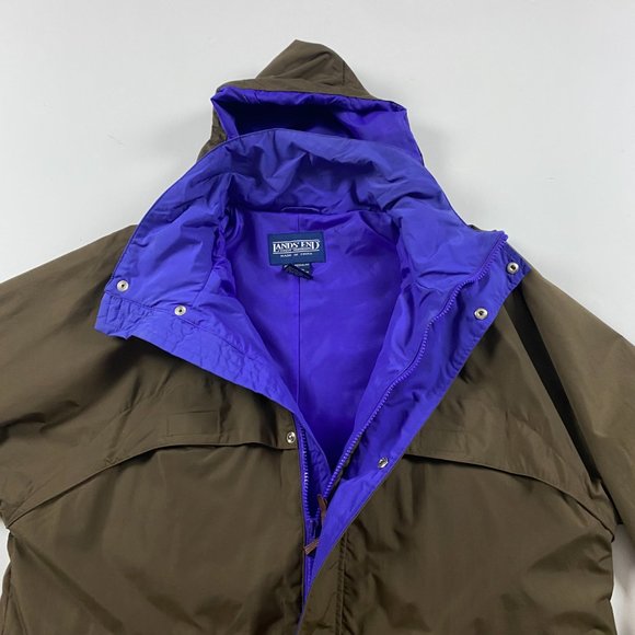Lands' End Packable Mountain Lite Parka Jacket Men's Medium Brown Purple Nylon - Picture 10 of 15
